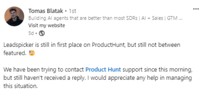 Product Hunt didn’t feature leadspicker