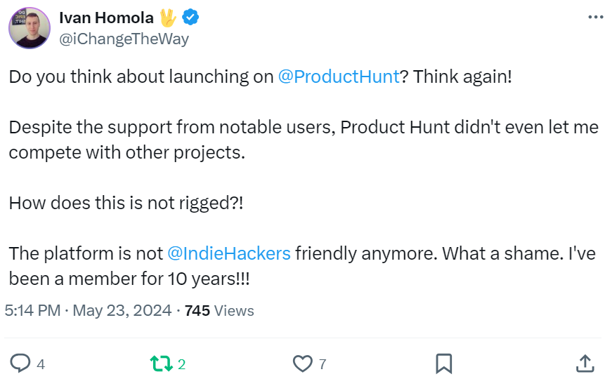 Product Hunt isn’t indie hacker friendly